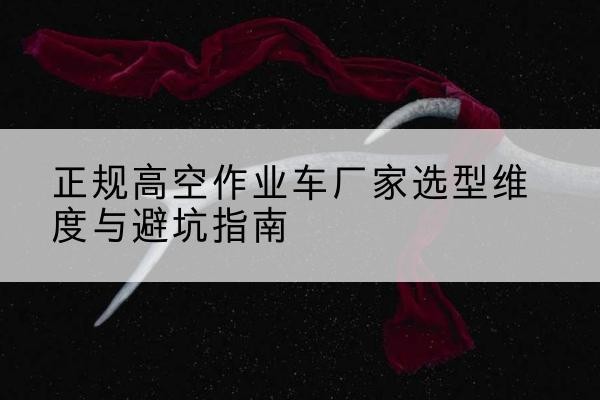 黄埔高空作业车厂家-正规选型维度与避坑指南